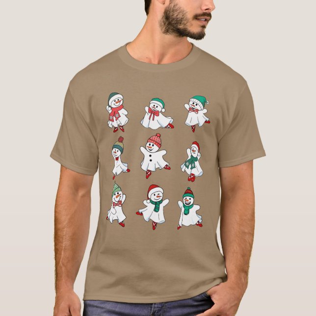 Ballet Snowman Christmas Christmas girl T-Shirt (Front)