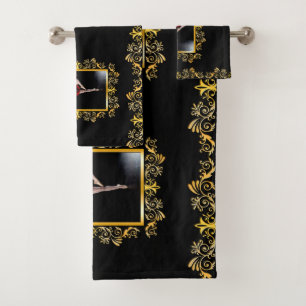 Ballet Stylish Elegant Gold Embellished Bath Towel Set