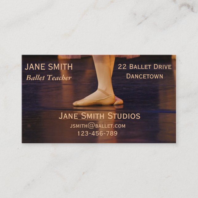 Ballet teacher ballet studios dance studio business card (Front)