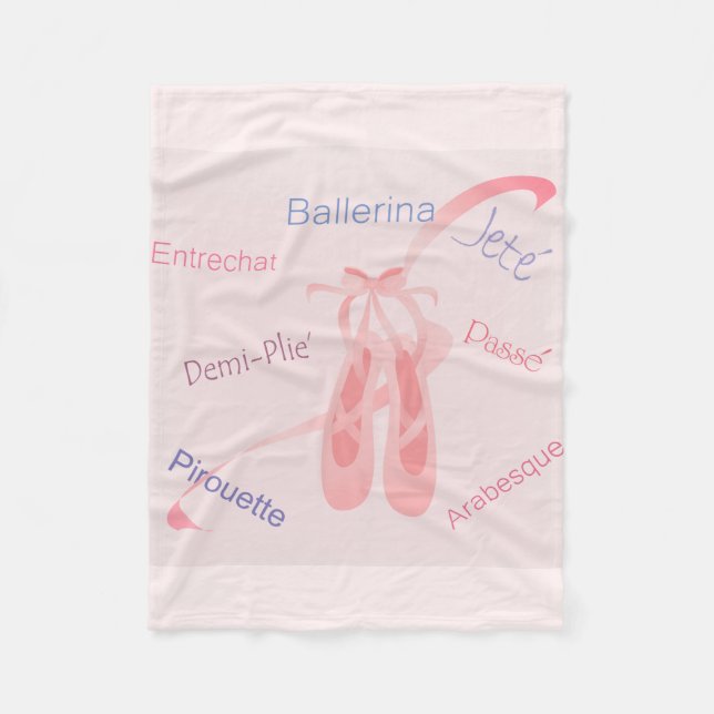 Ballet Terms Fleece Blanket (Front)