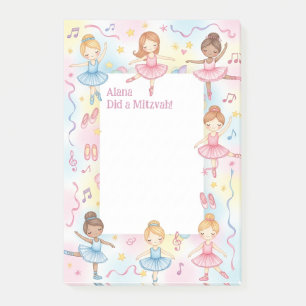 Ballet Theme Ballerina Dancer Personalised Mitzvah Post-it Notes