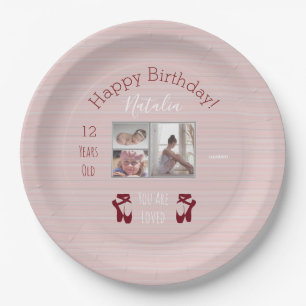 Ballet Theme Birthday Plate with photos - Mauve