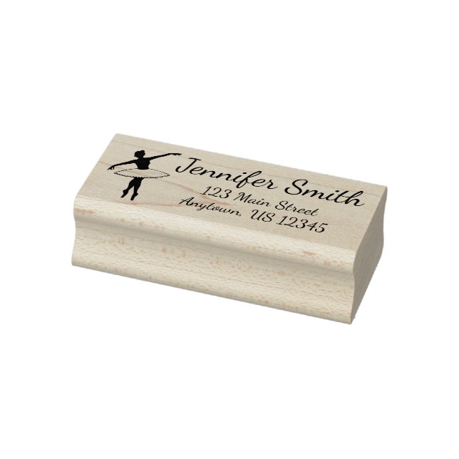 Ballet Toe Dancer Ballerina Personalised Address Rubber Stamp (Stamp)