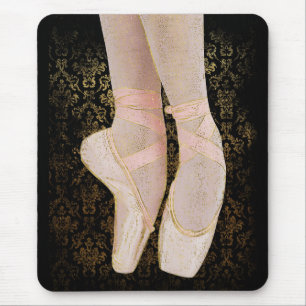 Ballet Toe Shoes - Black Pink Gold Mouse Pad