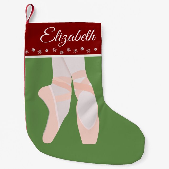 Ballet Toe Shoes Personalised Small Christmas Stocking (Front)