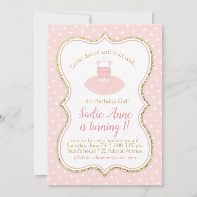 Ballet Tutu Birthday Invitation (Front)