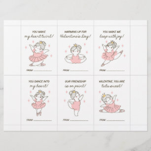 Ballet Valentine Cards for Kids Custom Letterhead