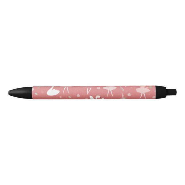 Ballet, Women & Girls, Cute Ballet Swan Pattern Black Ink Pen (Front)