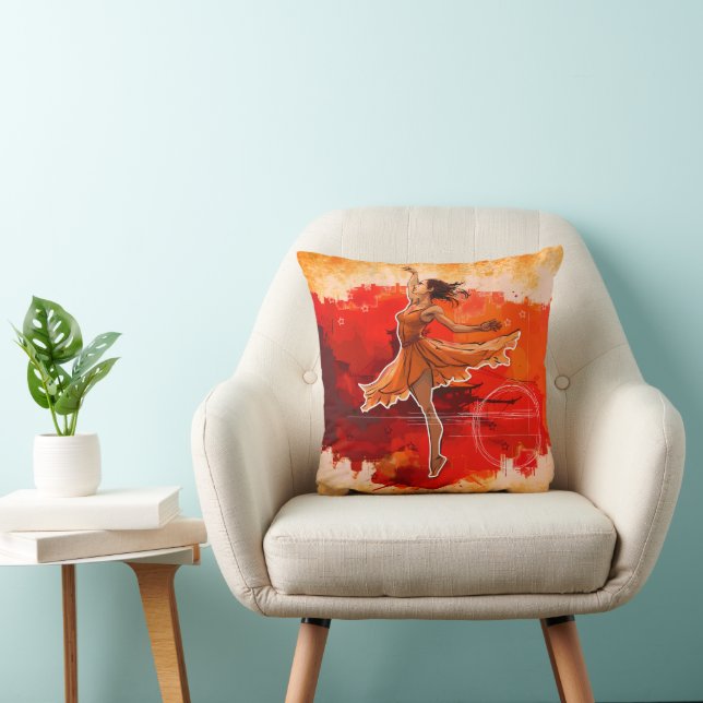 Balletcore Ballerina Throw Pillow – Dance Decor (Chair)