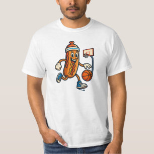 Ballin’ Dog: Hot Dog Basketball Star T-Shirt