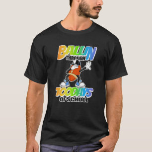 Ballin' through 100 Days of School - Dabbing Footb T-Shirt