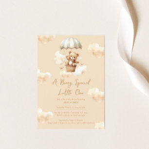 Ballon Teddy Bear Neutral Baby Shower Invitation
