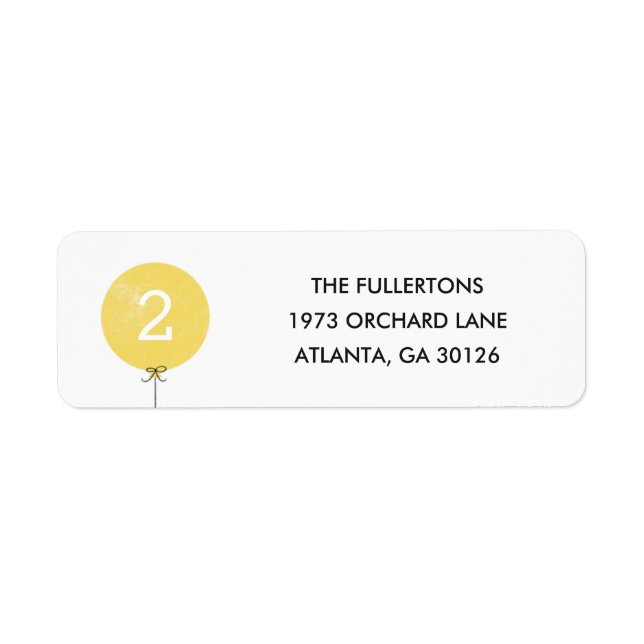 Balloon Address Label - Lemon (Front)