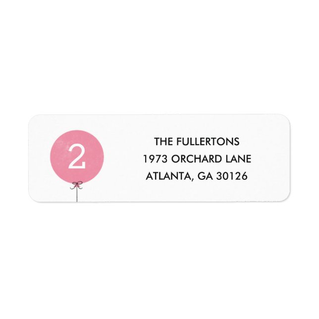 Balloon Address Label - Rose (Front)