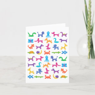 Balloon Animal Colour Pattern – Kids & Clown Party Thank You Card