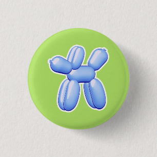 Balloon Animal Dog Blue         3 Cm Round Badge