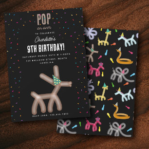 Balloon Animals Deer Kids Birthday Party Theme Invitation