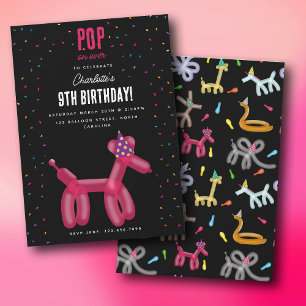 Balloon Animals Dog Kids Birthday Party Theme Invitation