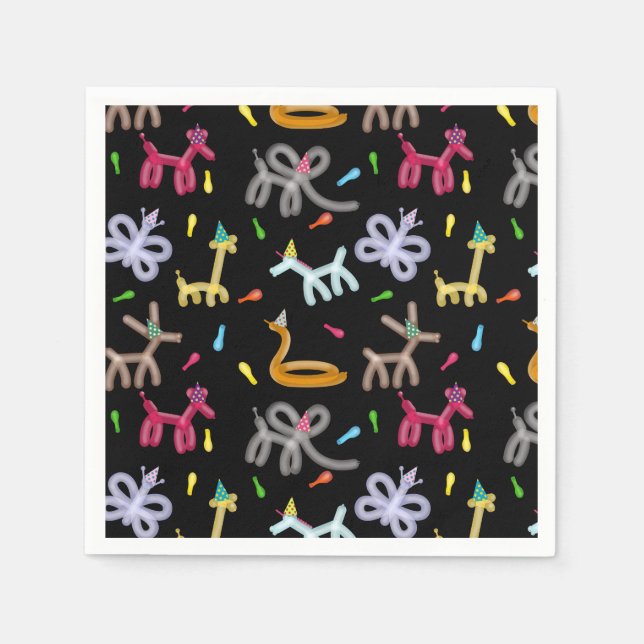 Balloon Animals Kids Birthday Party Theme Napkin (Front)