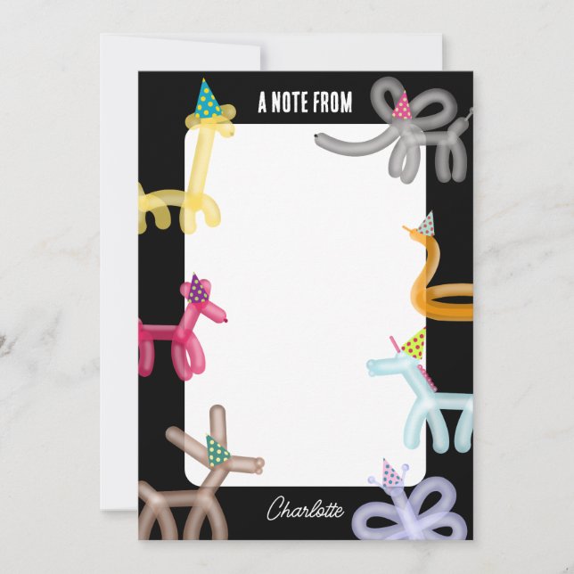 Balloon Animals Kids Party Theme Card (Front)