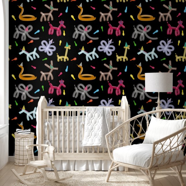 Balloon Animals Kids Party Theme Nursery Bedroom Wallpaper (Kids)