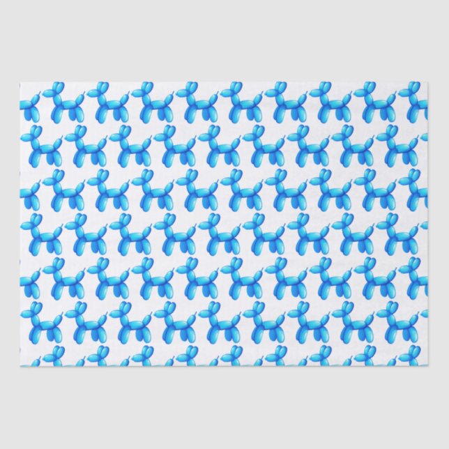 Balloon Animals Poodle Dog Blue Pattern Tissue Paper (Front)
