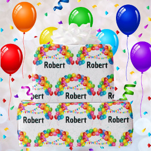Balloon Arch Birthday Celebration Add Name Wrapping Paper
