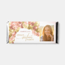 Balloon Arch Pink & Gold Photo Sweet 16 Thank You