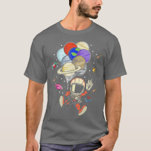 Balloon Astronaut With Planets In Hand Spaceman T-Shirt