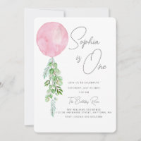 Balloon Baby Girl 1st Birthday First Eucalyptus