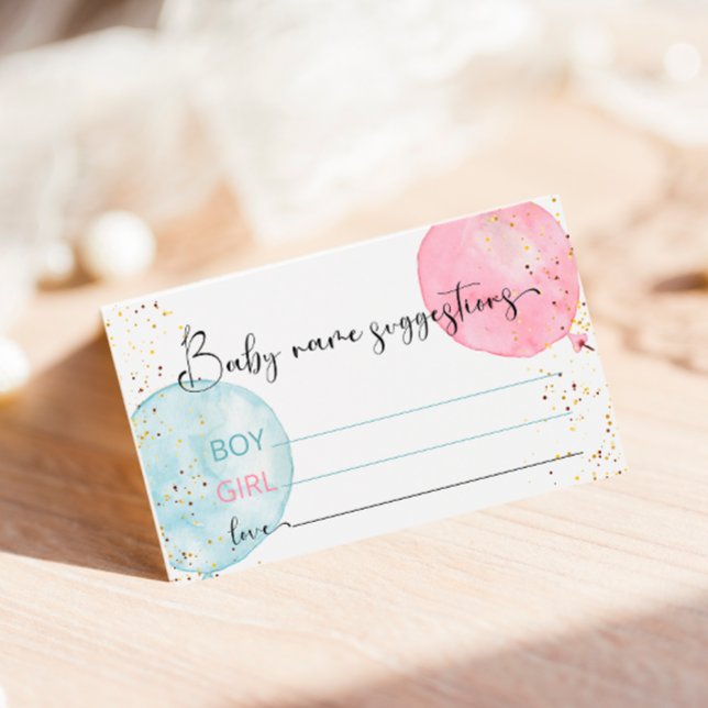 Balloon Baby Name Suggestions Card for Baby Shower (Creator Uploaded)