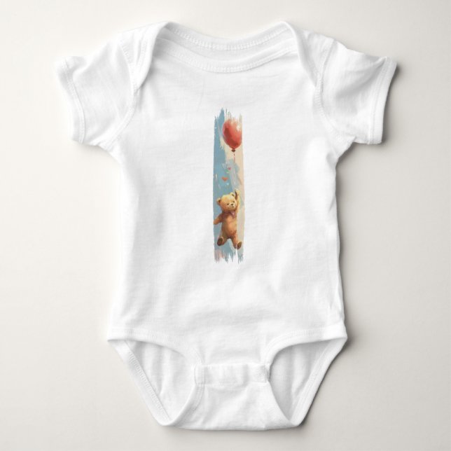 Balloon Bear's Journey Brushstroke Baby Bodysuit (Front)