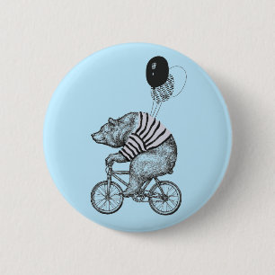 Balloon Bicycle Bear 6 Cm Round Badge