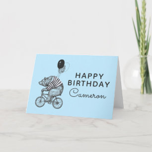Balloon Bicycle Bear Add Your Name Card