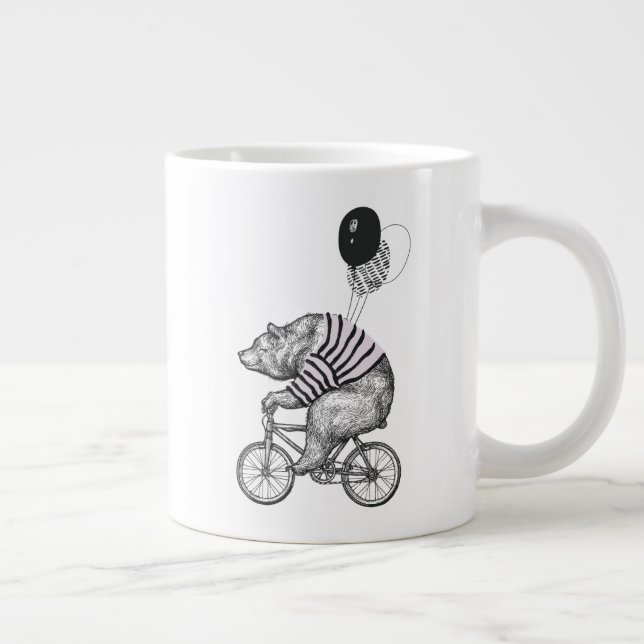 Balloon Bicycle Bear Large Coffee Mug (Right)