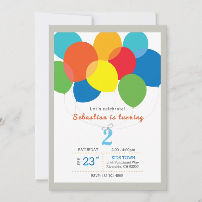 Balloon birthday invitation (Front)