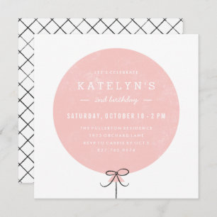 Balloon Birthday Invitation - Peach