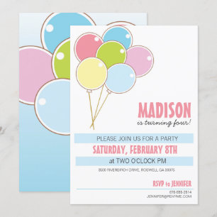 Balloon Birthday party kid's invitation