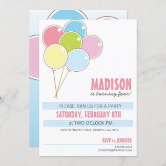 Balloon Birthday party kid's invitation