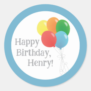 Balloon Birthday Sticker for Favour Tags, Envelope