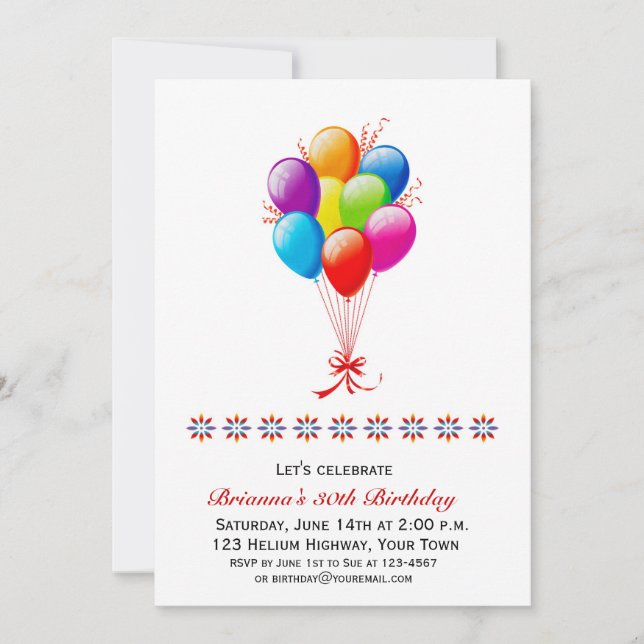 Balloon Bouquet, Birthday Invitation (Front)
