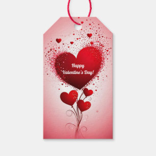 Balloon Bouquet of Red Hearts Gift Tags