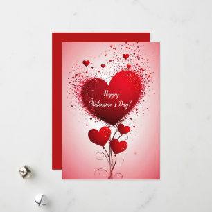 Balloon Bouquet of Red Hearts Holiday Card