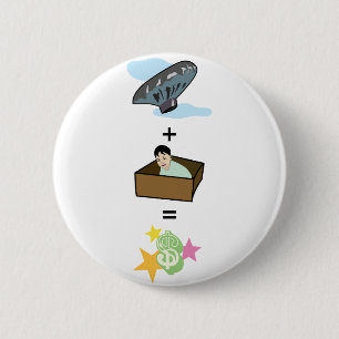 Balloon + Boy Hiding in Box = $$ Stardom $$ 6 Cm Round Badge