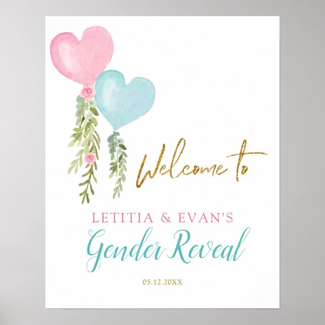 balloon boy or girl Gender Reveal Welcome Sign (Front)