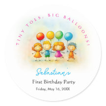 Balloon Buddies Bash Boy 1st Birthday Stickers Fun