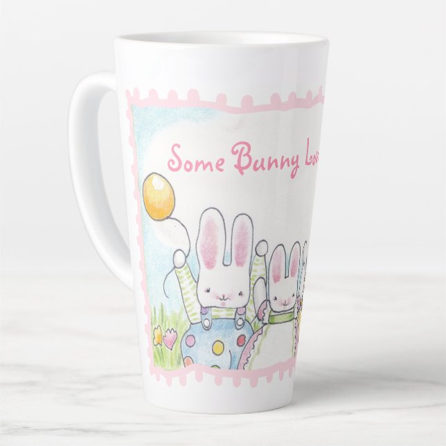 Balloon Bunny Tall Latte Mug (Left Angle)