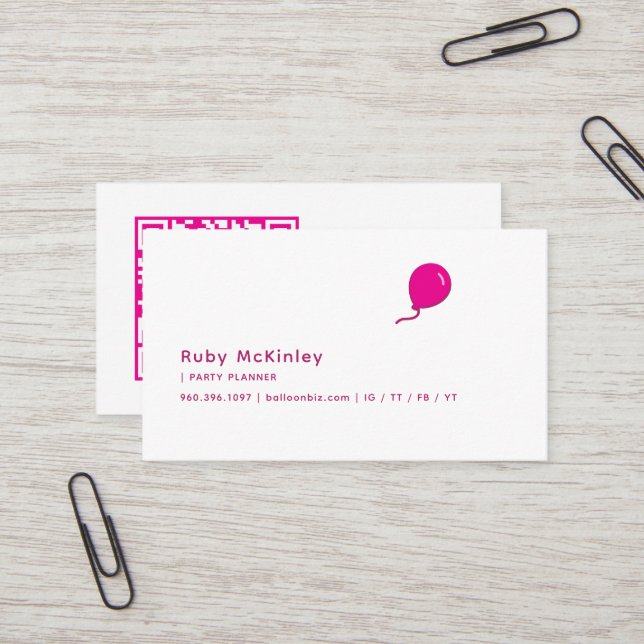 Balloon Business Logo | QR Code Card (Front/Back In Situ)