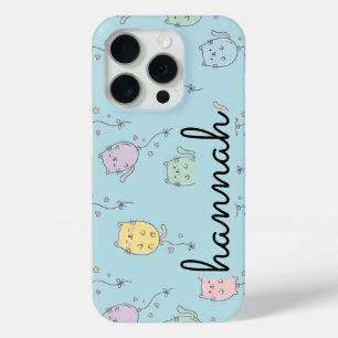 Balloon Cat Pattern Cute Minimalist Kids  iPhone 15 Pro Case