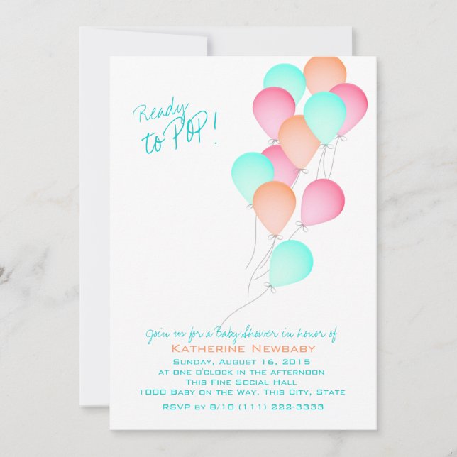 Balloon Celebration Baby Shower Invitation (Front)